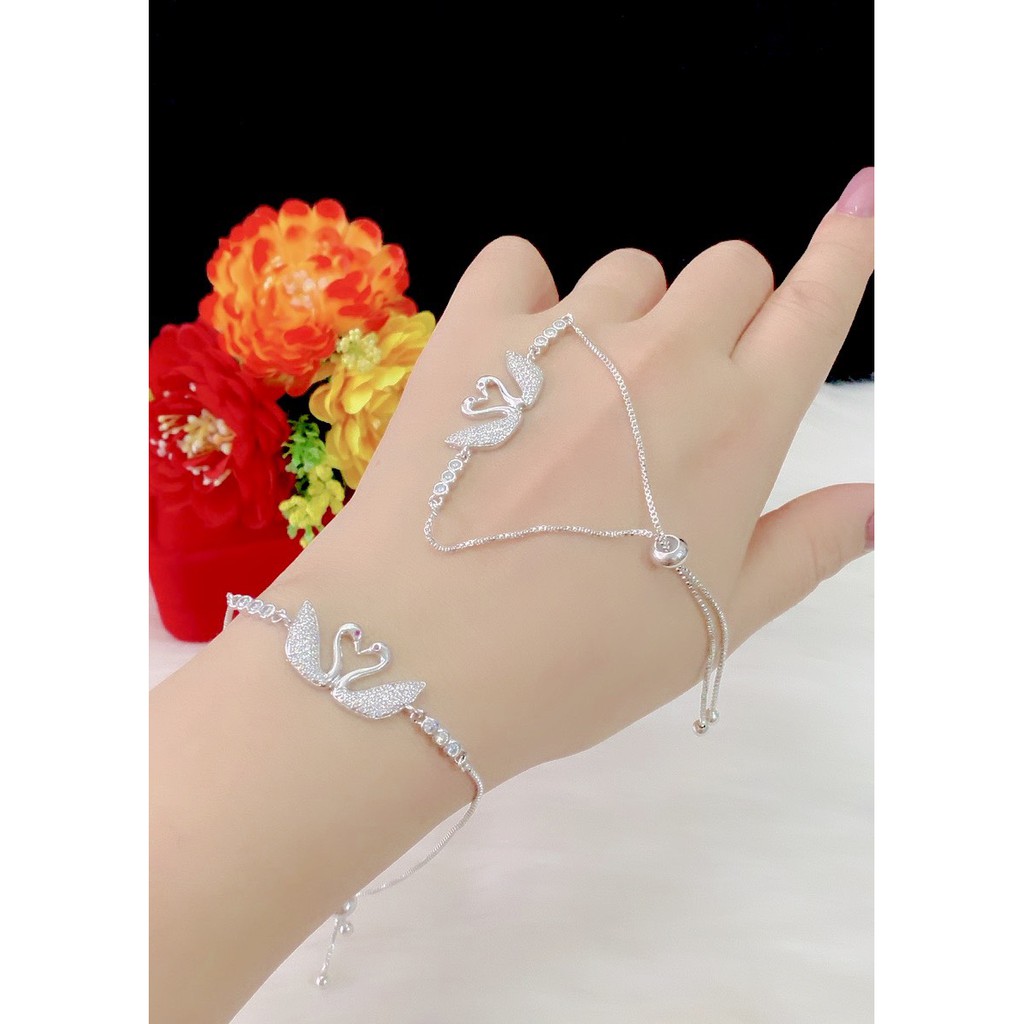 Lắc tay thiên nga đôi mạ bạch kim cao cấp