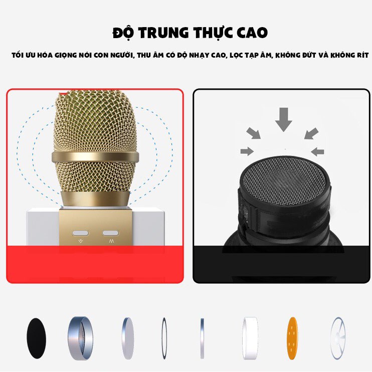 Mic hát karaoke không dây Loa Bluetooth với âm thanh ấm karaoke cầm tay mini hát hát hay nhất hiện nay cam kết bảo hành