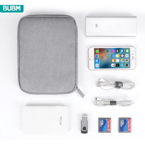 Túi đựng phụ kiện điện thoại, túi công nghệ BUBM 1 ngăn đựng cáp sạc tai nghe pin dự phòng có quai xách tiện lợi