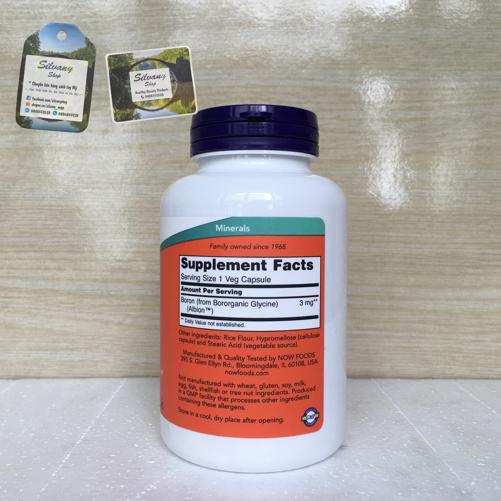 Boron 3mg Now Foods - Giúp Chuyển Hóa Calci , Magne, Photpho, Giúp Xương Chắc Khỏe