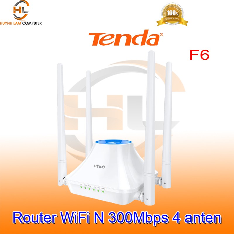 Bộ phát WiFi Tenda F6 v3 4 angten 5dBi chuẩn N 300Mbps-Microsun phân phối