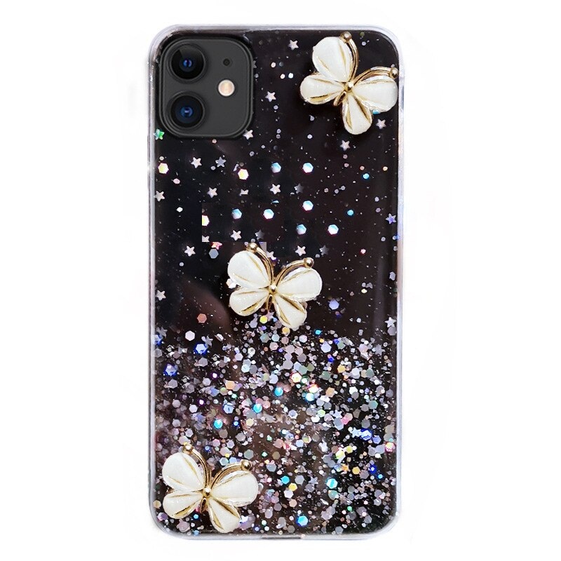 Ốp điện thoại Kim TuyếN HìNh BướM Cho iPhone 12 11 13 14 Pro MAX SE 2020 XS MAX X XR 6 7 8 Plus