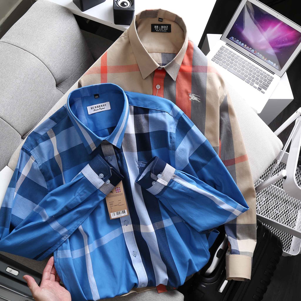 ÁO SƠ MI NAM tay dài caro BBR BIGSIZE [bigsize &lt; 130kg]