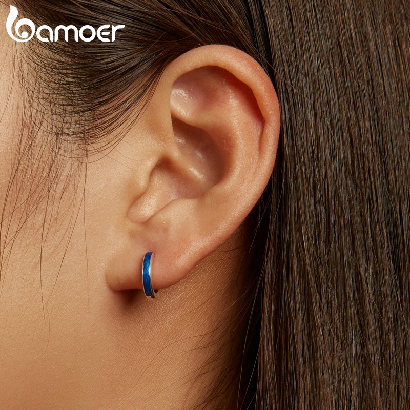 Đôi khuyên tai BAMOER SCE1360 bạc 925 kiểu dáng độc đáo thời trang cho nữ