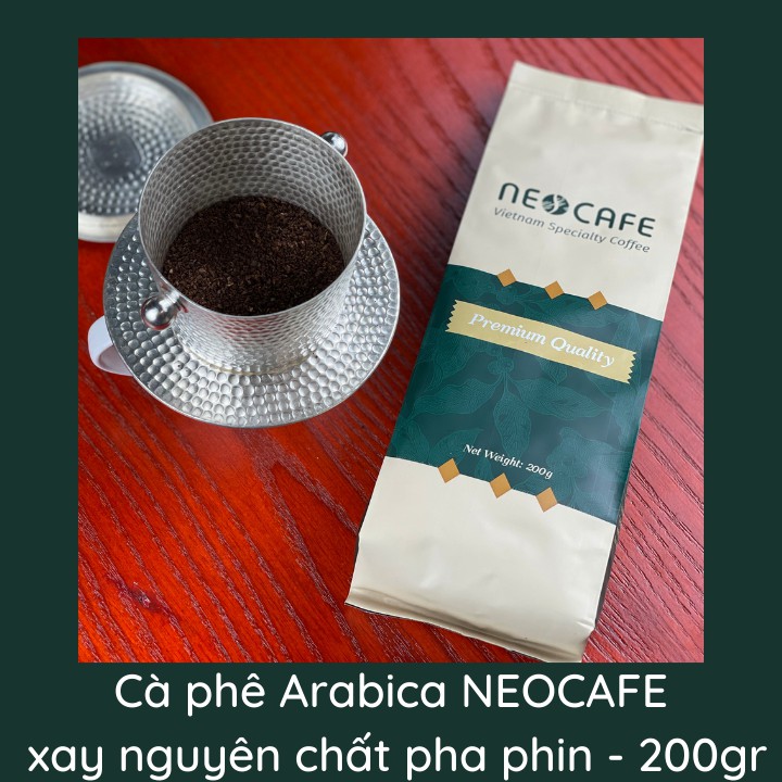 Cà phê Arabica NEOCAFE dòng cafe rang xay nguyên chất 100% cà phê ngon loại cà phê phin gói 200 g nguồn hạt cafe Cầu Đất