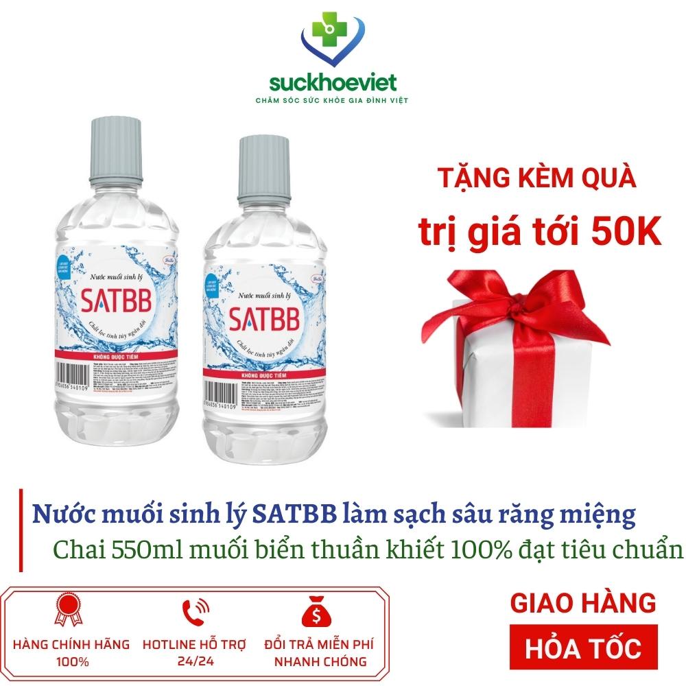 Nước muối sinh lý SATBB giúp làm sạch mùi hôi răng miệng, bảo vệ nướu (Lọ 550ml)