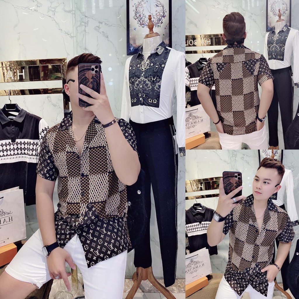 Áo sơ mi nam ngắn tay 🎯vải lụa kate mịn cực chất .shopakhang68