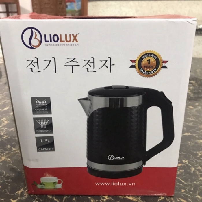 Ấm siêu tốc LIOLUX 1.8L bình đun mini ấm đun bằng điện sôi nhanh tự động ngắt khi nước sôi cạn an toàn khi sử dụng