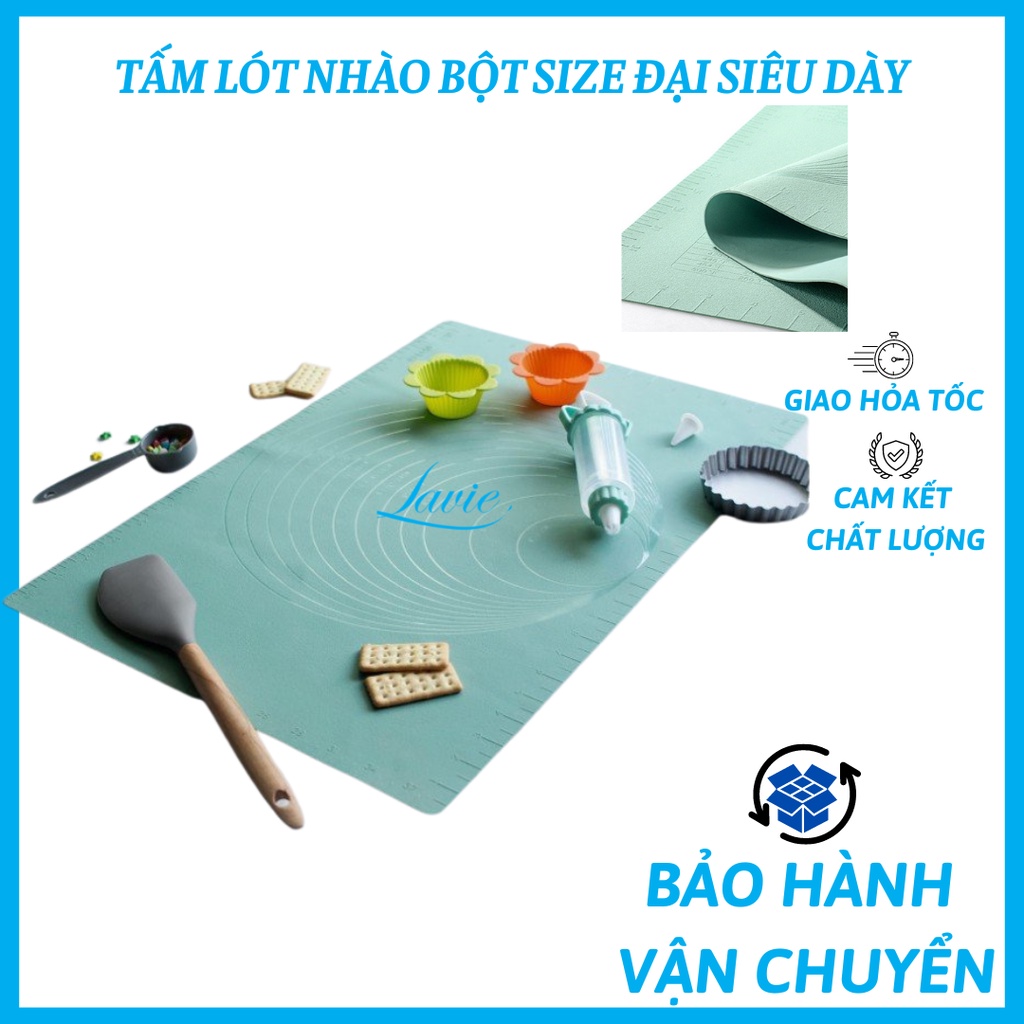 Tấm lót nhào bột size đại siêu dày dặn bằng silicon - chất lượng cao KT 60*50cm
