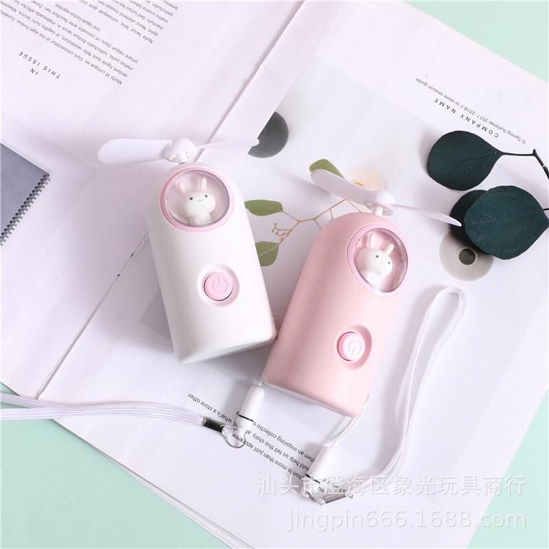 Quạt Mini Tích Điện Cầm Tay Hình Chú Thỏ Xinh Xắn (Tặng kèm dây sạc) | BigBuy360 - bigbuy360.vn