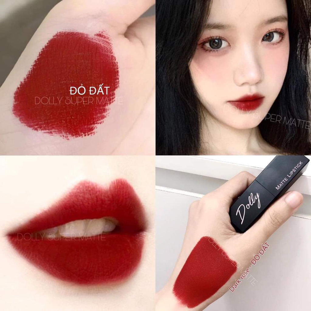 Son Môi DOLLY MATTE LIPSTICK Màu Đỏ Đất Mềm Mịn Lâu Trôi 3.5g