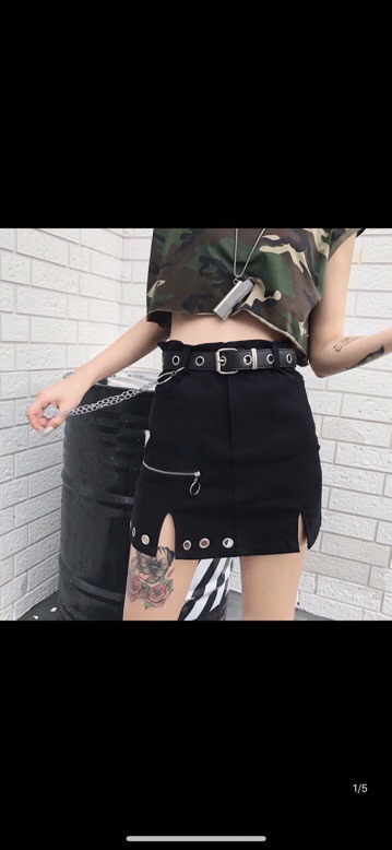 Chân váy kaki đục lỗ phối khoá siêu ngầu | BigBuy360 - bigbuy360.vn