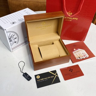 Hộp đồng hồ Patek gỗ đi kèm tag sổ thẻ, hộp đựng đồng hồ quà tặng cao cấp shop 306