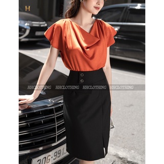 Áo lụa trơn cổ đổ HH Clothing