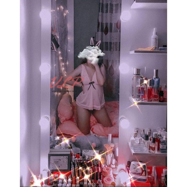 [BIGSIZE_75KG]_DN78_Váy ngủ baby doll ren bèo nơ ngực xuyên thấu sexy