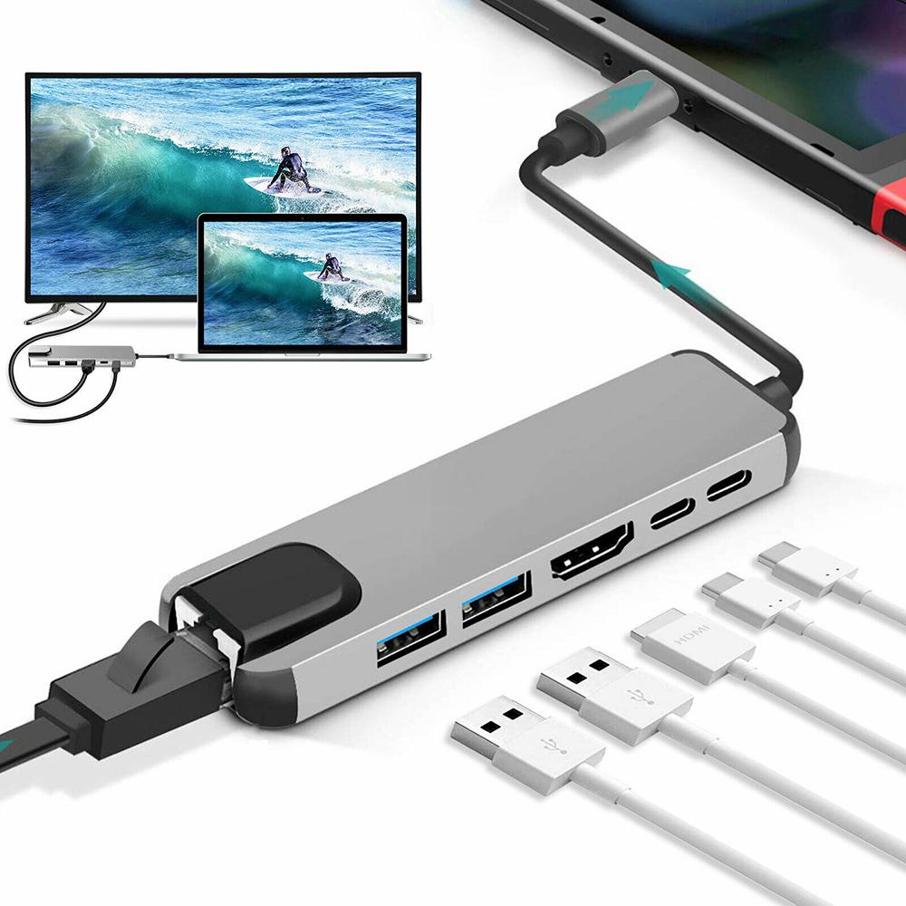 MYRONGVN Đế Sạc 6 Trong 1 USB 3.1 Type-C RJ45 Ethernet Ethernet Cho Laptop PC