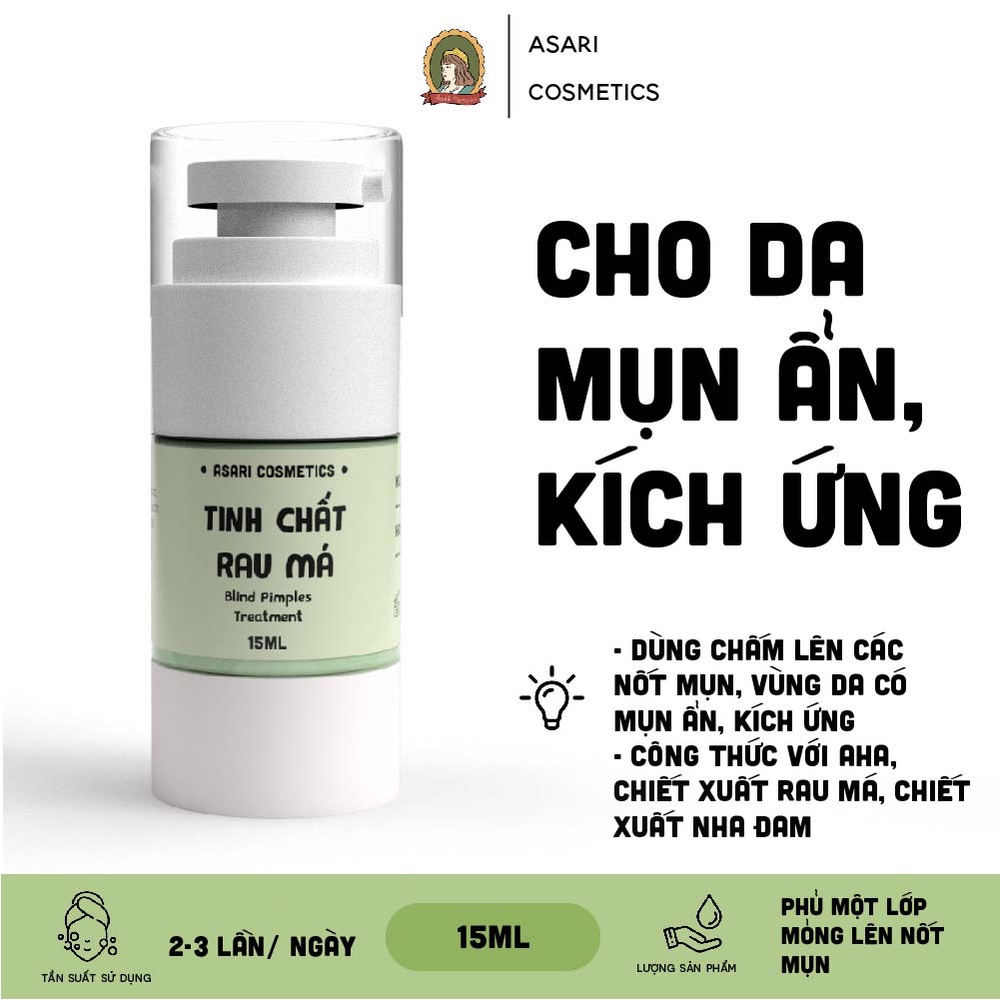 Tinh chất rau má cho da mụn ẩn, kích ứng Asari Cosmetics 15ml