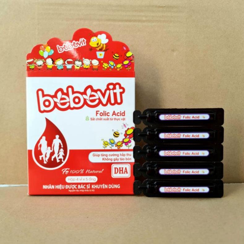 BEBEVIT FOLIC ACID bổ xung sắt và các thành phần thiết yếu cho quá trình tạo máu 20 ống