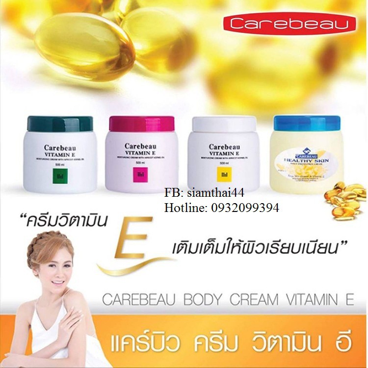 Kem dưỡng da toàn thân Vitamin E Carebeau 500ml Thái Lan