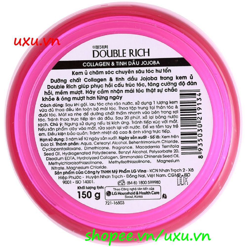 Kem Ủ Tóc 150G Double Rich Làm Giảm Khô Sơ Hư Tổn Tóc, Với uxu.vn Tất Cả Là Chính Hãng. | BigBuy360 - bigbuy360.vn