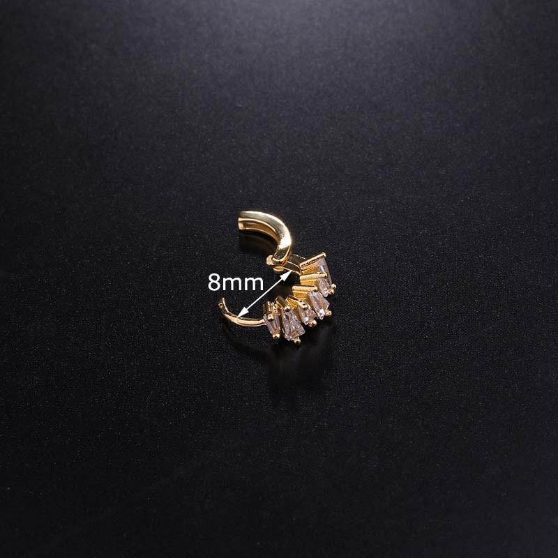 Khuyên tai hình tròn đính đá zircon 8mm