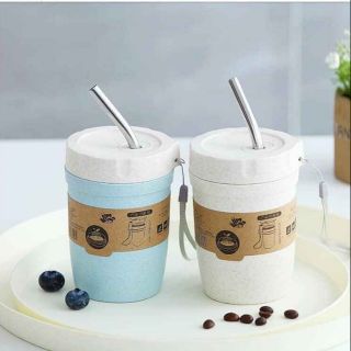 (Biboshop) Set 5 Cốc lúa mạch kèm ống hút