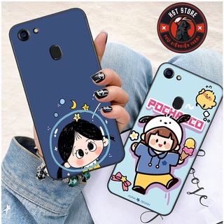 Ốp điện thoại OPPO F5 - F5 Youth - F7 - F7 Youth - F9 - in hình cô bé RoRo Jupm nền xanh cam và cô bé nền kẻ
