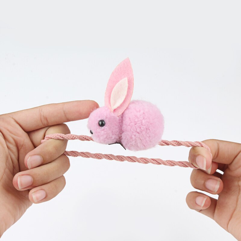 Dây Cột Tóc Cao Su Co Giãn Đính Thỏ Bông Dễ Thương Phong Cách Hàn Quốc Cho Nữ