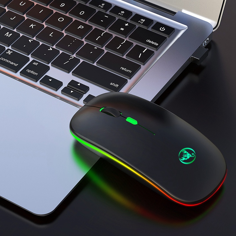 1 Chuột Quang Chơi Game Không Dây Bluetooth Có Đèn Led Và Thể Sạc Lại Cho Pc Laptop