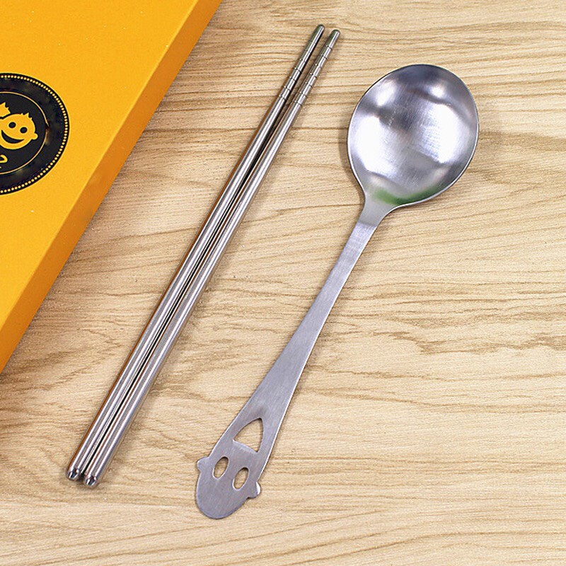Bộ Thìa Đũa Inox Hình Mặt Cười Siêu Cute
