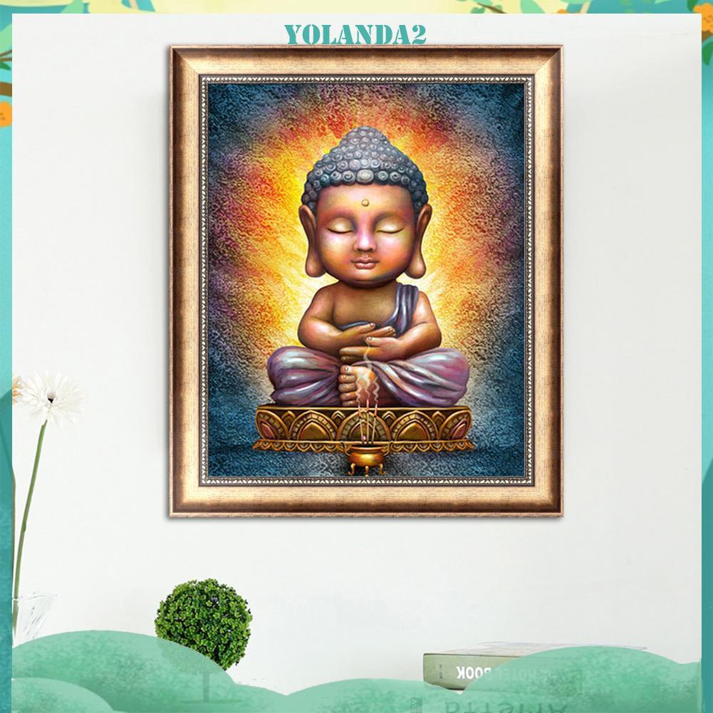 Tranh Thêu Chữ Thập Đính Đá Kim Cương 5d Hình Phật Giáo 36x30cm