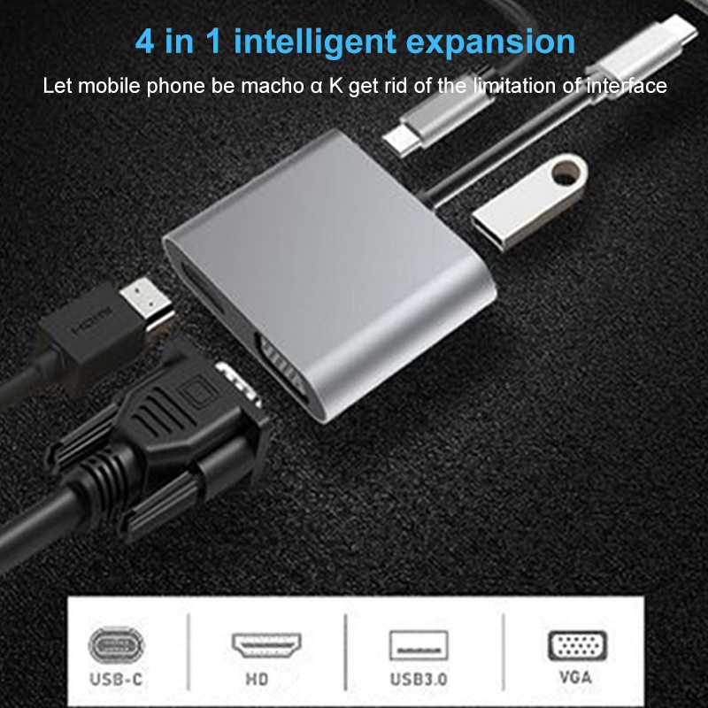 NINTENDO Bộ Chuyển Đổi Type-C Sang Hd / M-Compatible 4k Vga Usb C 3.0 Hub Cho Macbook Samsung S9 Dex Huawei P20 Xioami 10 Tv