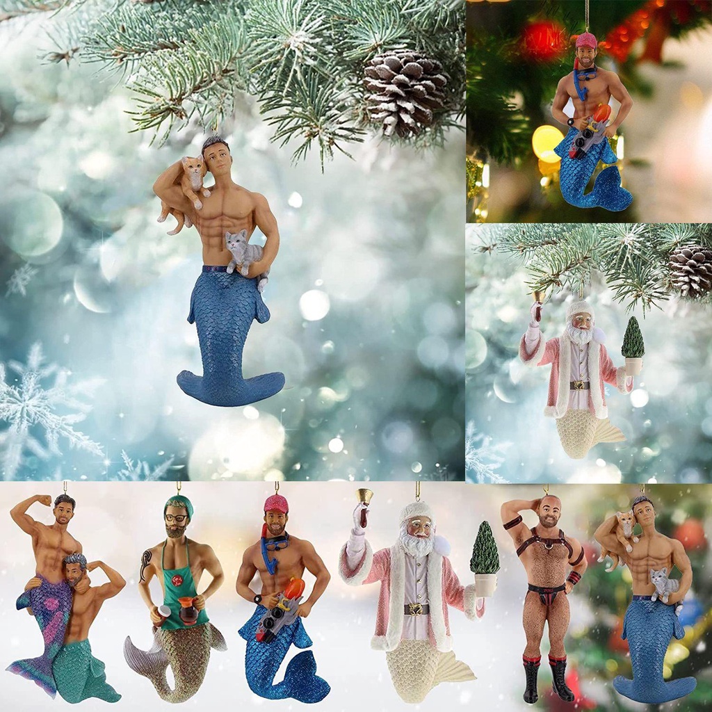 PINEVN Phụ Kiện Treo Trang Trí Cây Thông Giáng Sinh Hình Nàng Tiên Cá Hoạ