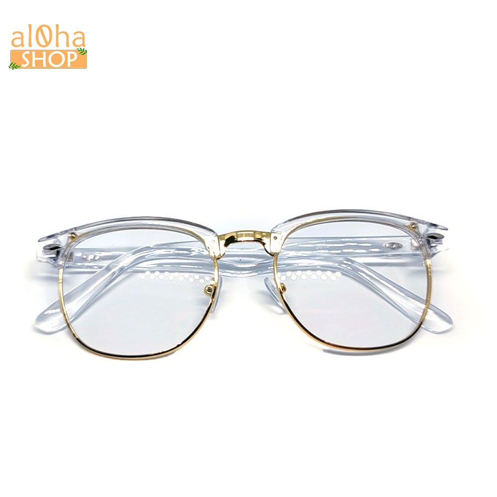 Mắt kính thời trang chống bụi gọng nhựa viền kim loại vuông K3016 unisex nam nữ style giả cận, phong cách tri thức, lịch