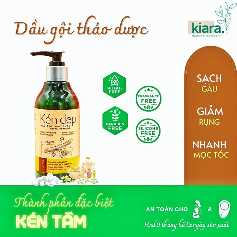 Dầu gội thảo dược, dầu gội Kén Đẹp từ thiên nhiên an toàn - bưởi/bạc hà
