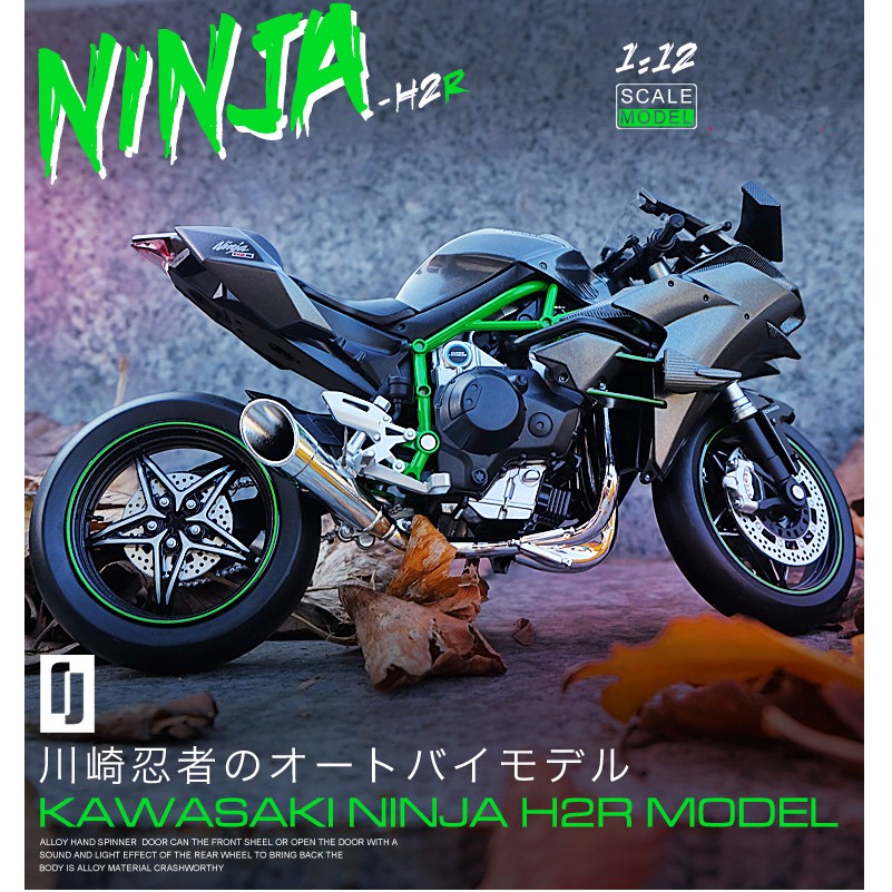 Mô hình xe moto Kawasaki Ninja H2R, BMW S1000RR tỷ lệ 1/12