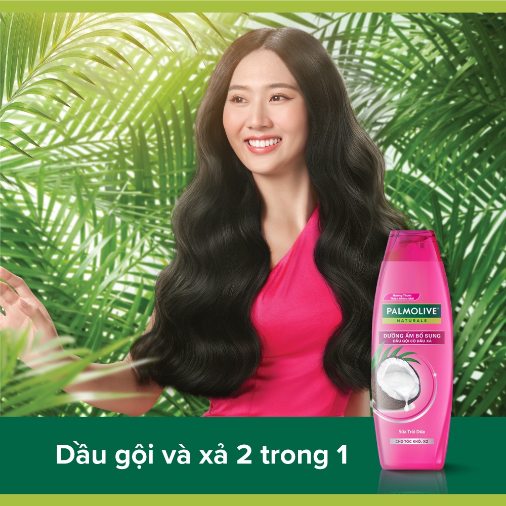 Bộ 12 Dầu gội Palmolive kèm xả 2 trong 1 Dưỡng Ẩm bổ sung từ sữa dừa 180ml/chai