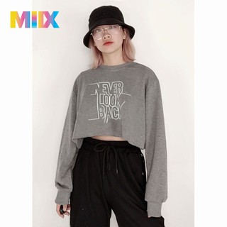 Áo croptop nữ phối tay dài thời trang Miix form rộng cam đất - MC002
