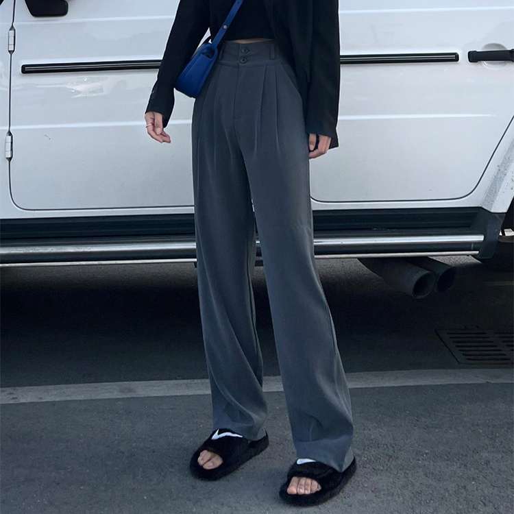 Quần SUXI ống rộng lưng cao màu sắc đơn giản thời trang dành cho nữ