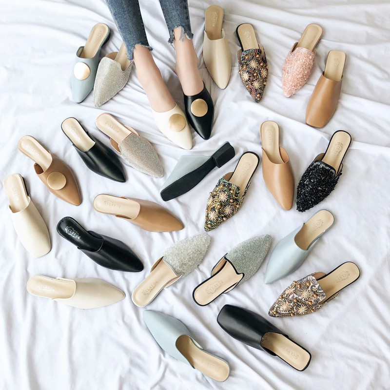 ❧♞Baotou Half slipper woman 2019 summer new fashion hundred flat bottom with rough and lazy people Mullerian dragging s