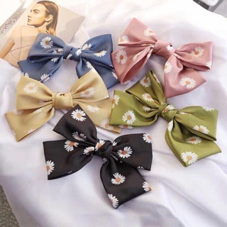 [SALE SỐC]Nơ kẹp tóc bản to phong cách tiểu thư, hoạ tiết hoa cúc hot hit