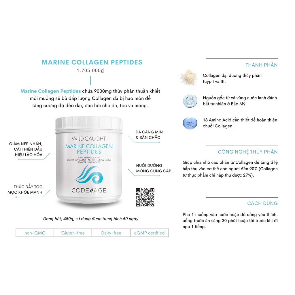 Hàng nhập khẩu - bột uống collagen thuỷ phân code age wild caught marine - ảnh sản phẩm 2