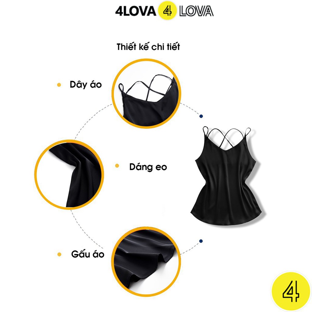 Áo 2 dây trơn vải lụa satin 4LOVA thiết kế đan lưng sexy, sang chảnh | BigBuy360 - bigbuy360.vn