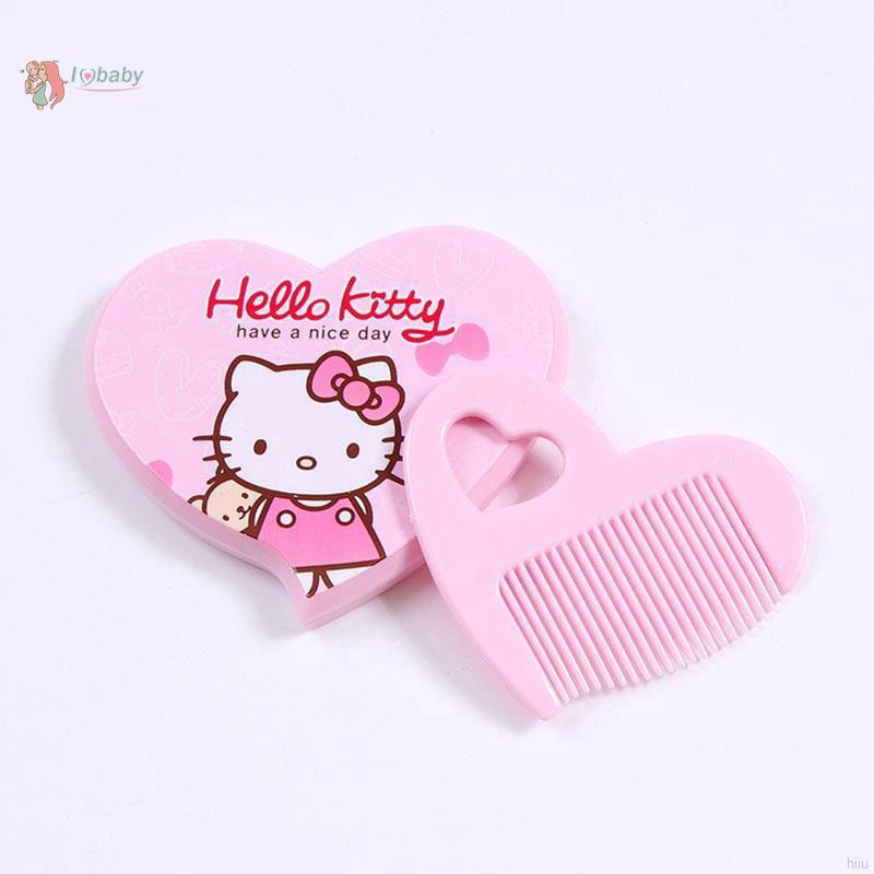 IU 1 set phụ kiện lược chống tĩnh điện + gương soi in hình thời trang xinh xắn cho bé