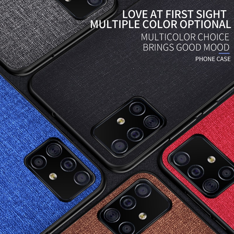Ốp điện thoại vải cứng viền TPU mềm cho Samsung Galaxy A12 A11 A21S A31 A51 A71 M31 M51 Case Cover
