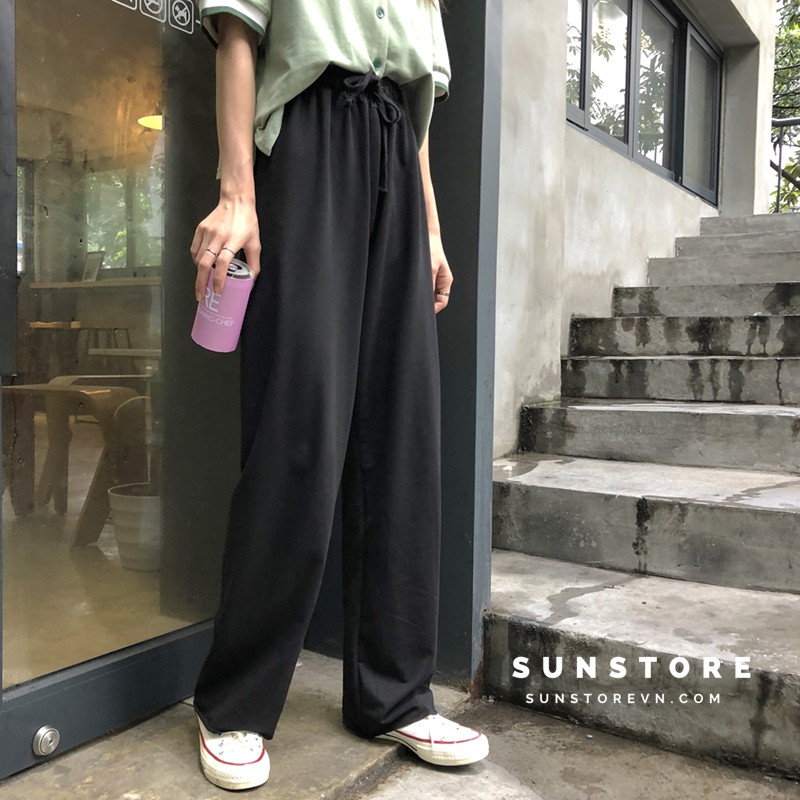 Quần culottes ống suông dáng dài chất thun quảng châu 2 màu xám và đen Ulzzang