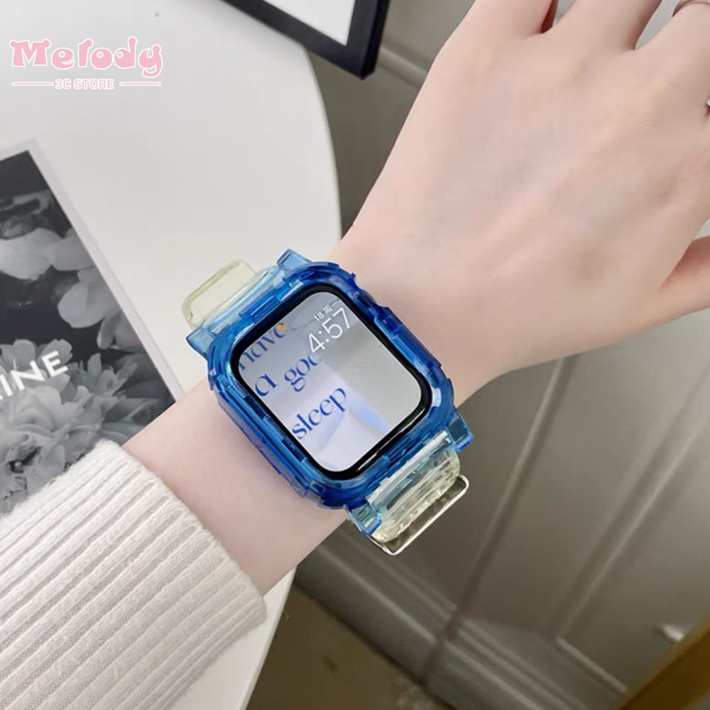 Dây Đeo Trong Suốt Hai Màu Cho Đồng Hồ Thông Minh series 7 / 6 / SE / 5 / 4 / 3 Kích Thước 45 / 44 / 42 / 41 / 40 / 38mm