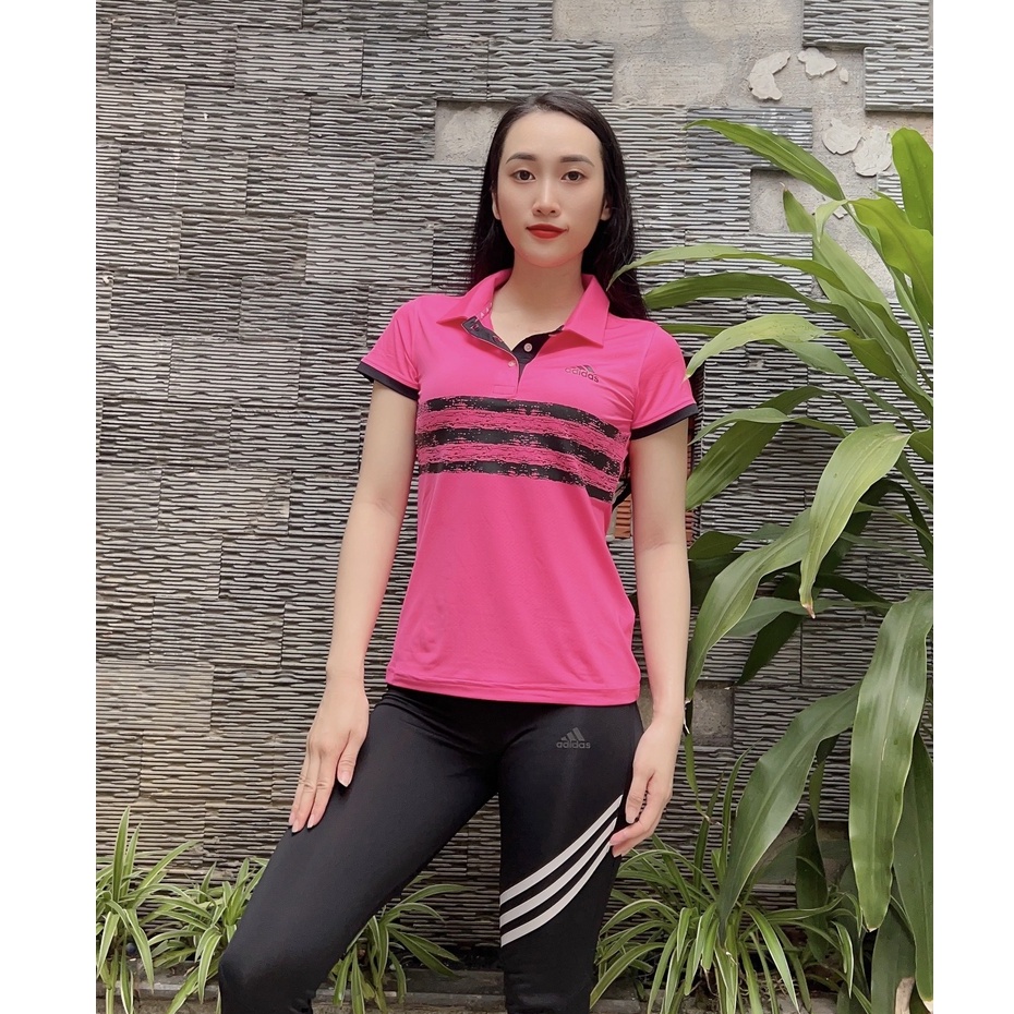 Áo Thể Thao Nữ Có Cổ ,PHỐI 3 SỌC  Kiểu Dáng Năng Động Tinh Tế, CHẤT LIỆU Thấm Hút  Mồ Hôi Tốt