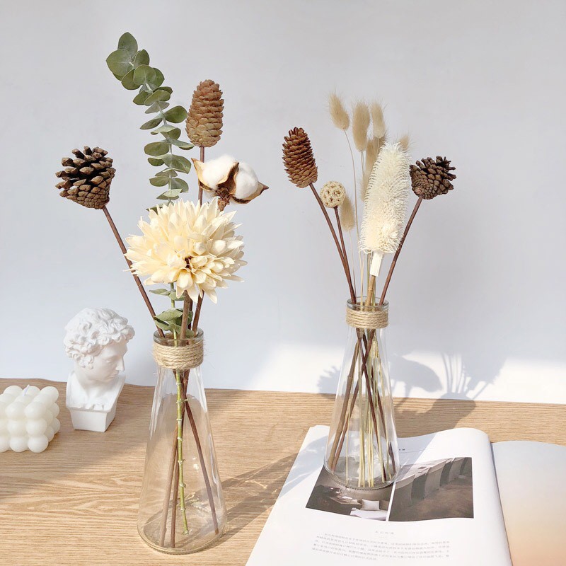 Lọ hoa thuỷ tinh tam giác - Bình hoa cắm hoa khô decor phòng ngủ, phòng khách - DaiSy Decor
