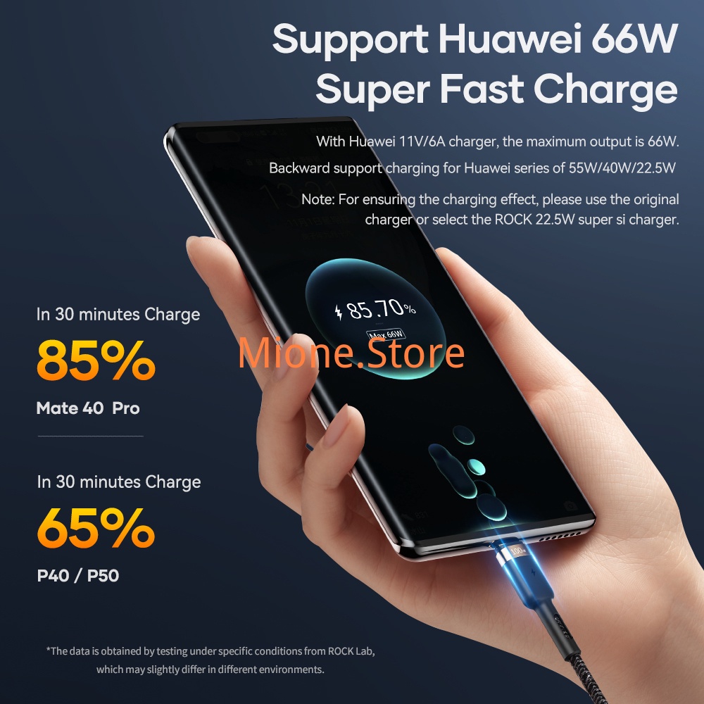 Dây cáp sạc MIONE 3 trong 1 bện 6A 66W Micro USB Type C 5A thích hợp cho iPhone Samsung